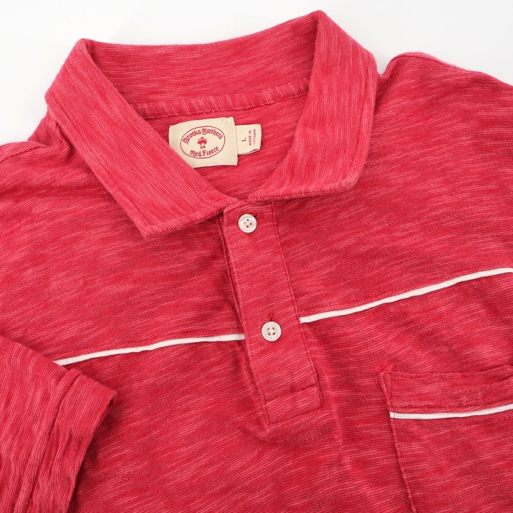 Brooks Brothers Red Fleece Mens Red Heathered Short Sleeve Polo Shirt Size Large